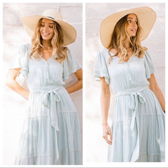 WHITE Boho Chic Short Ruffle Sleeve Lace Trim Midi Dress - Picture 5 of 5